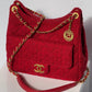 Chanel Small Red Wool Tweed Hobo