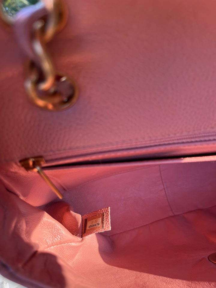Chanel Light Pink Quilted Caviar XL Jumbo Single Flap