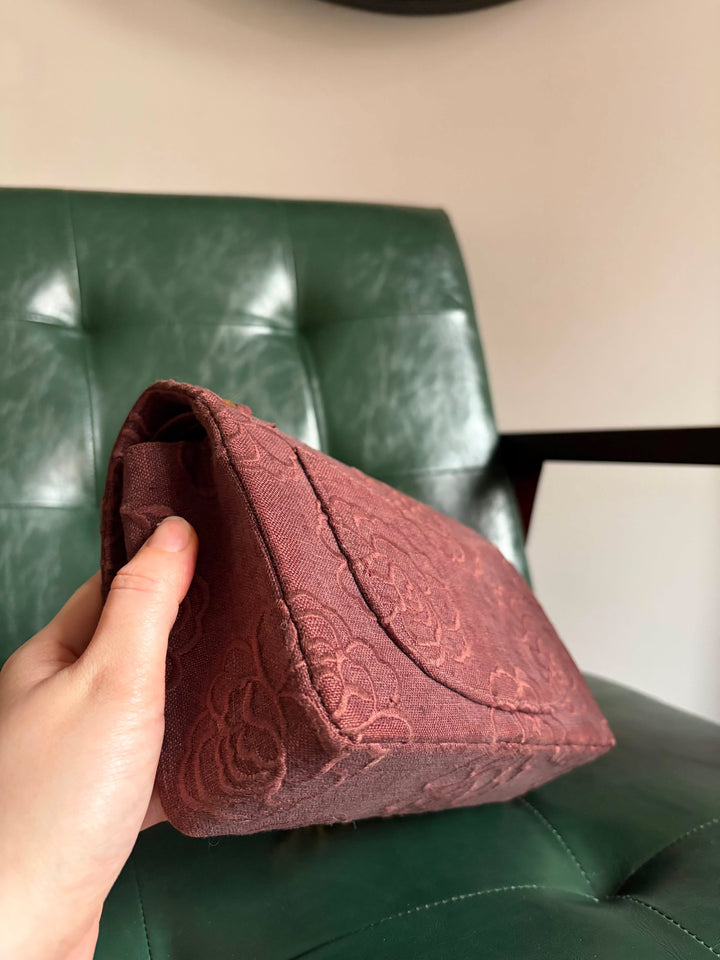 Chanel Classic Flap Small Camellia Burgundy 24K Gold Hardware 1997