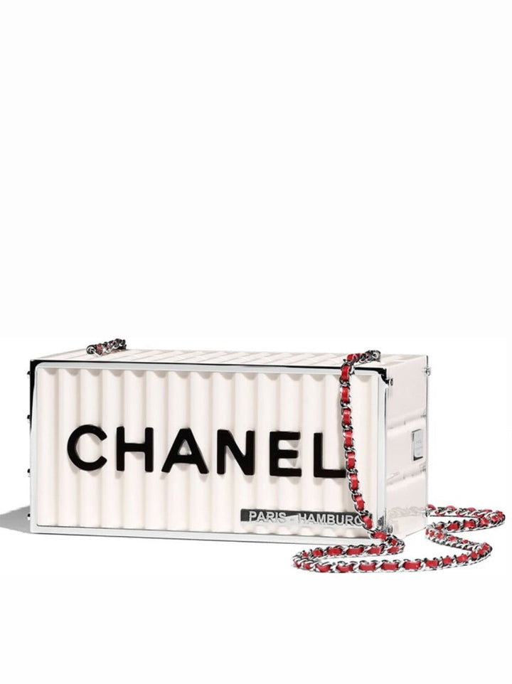 Chanel Shipping Container Bag Lucite White Silver Hardware 2018