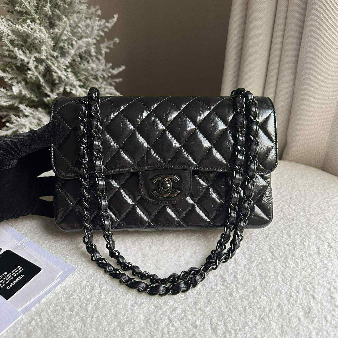 Chanel SO BLACK Small Crumpled Calfskin Double Flap Bag