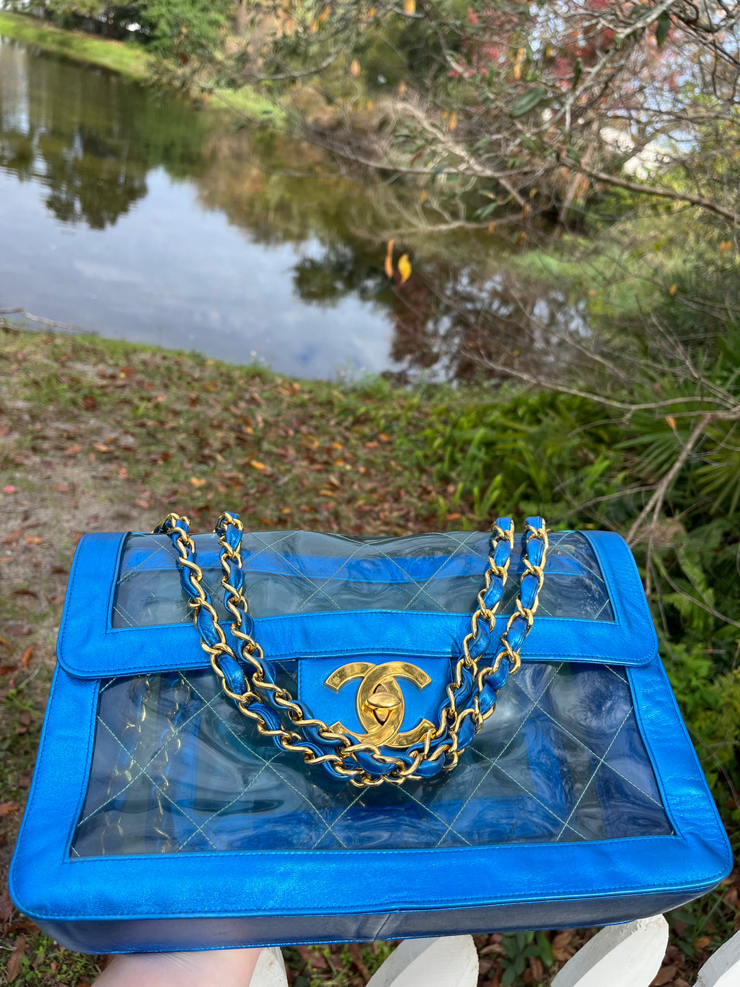 Chanel Iridescent PVC Maxi Lambskin Flap Bag