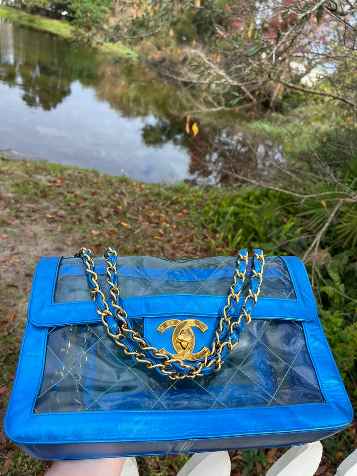 Chanel Iridescent PVC Maxi Lambskin Flap Bag