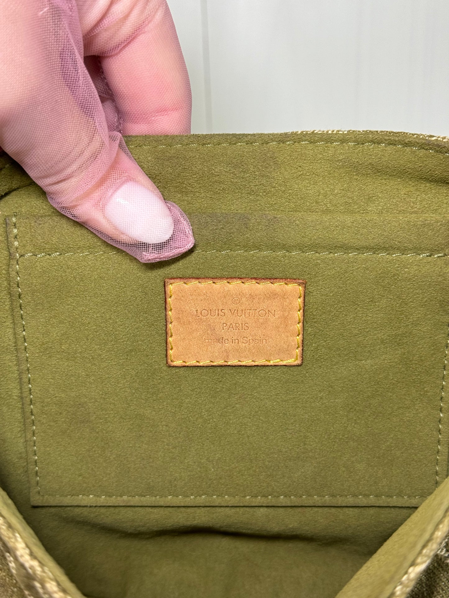 Louis Vuitton Green Monogram Denim Mini Pleaty + Coin Pouch