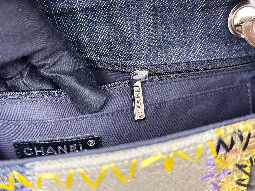 Chanel Jumbo Single Flap Patchwork Multicolor Tweed Silver Hardware 2015
