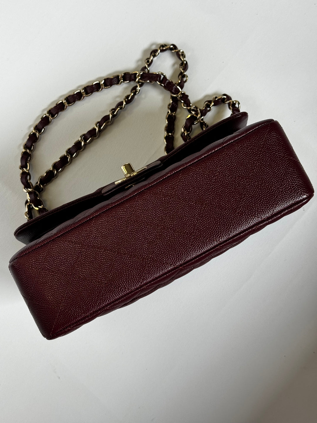 Chanel 21b Small Burgundy Caviar Double Flap