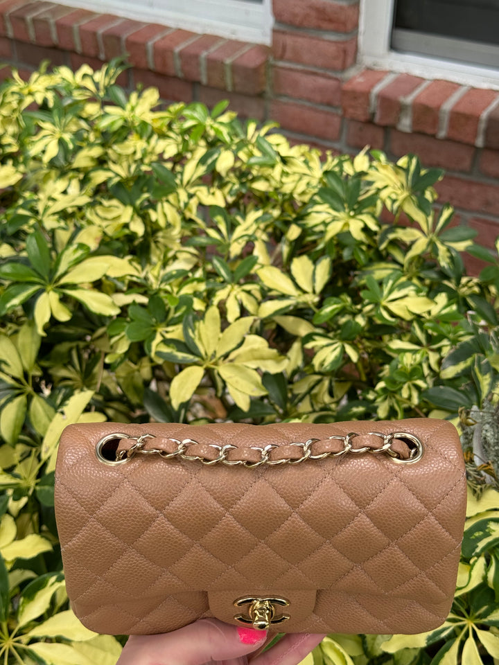 Chanel 18S Dark Beige Caviar Mini Flap Bag