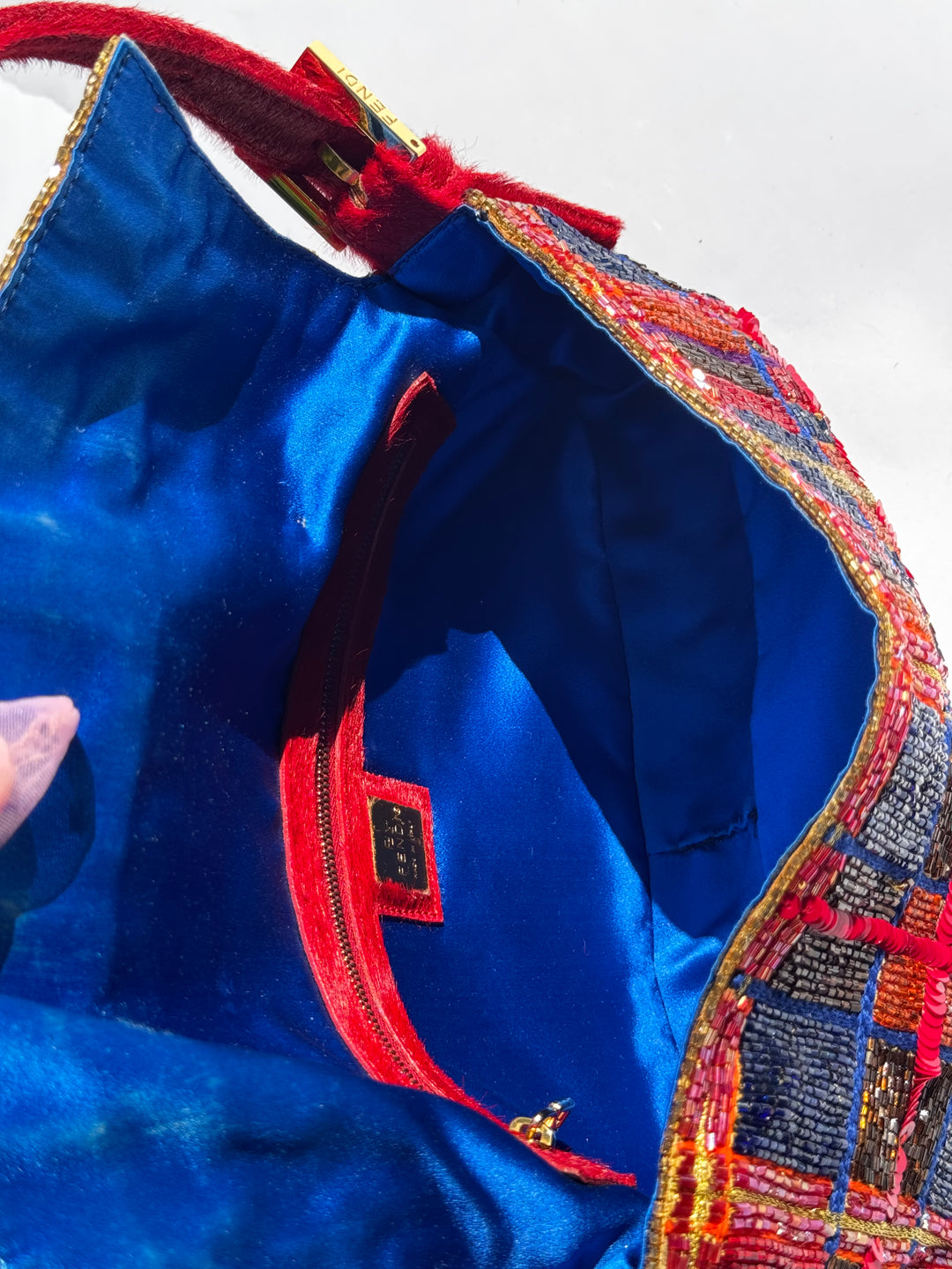 Fendi 1997 Vintage Beaded Ponyhair Baguette