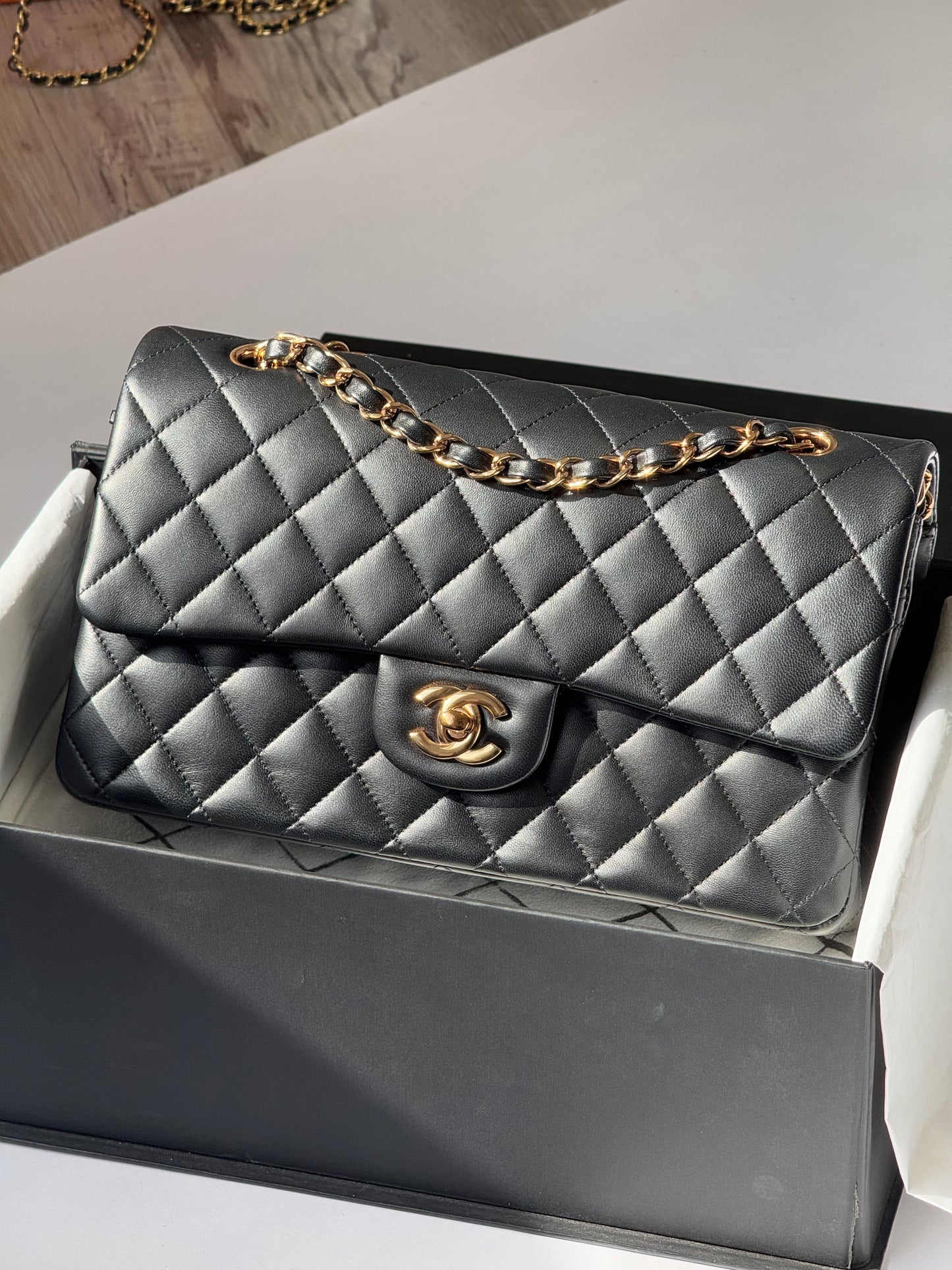 Chanel Black Medium Lambskin Flap Bag + RGHW