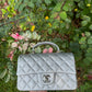 Chanel 21S Mini Metallic Silver Caviar Top Handle