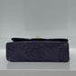 Chanel 1997 Medium 24K Navy Camellia Classic Flap Bag
