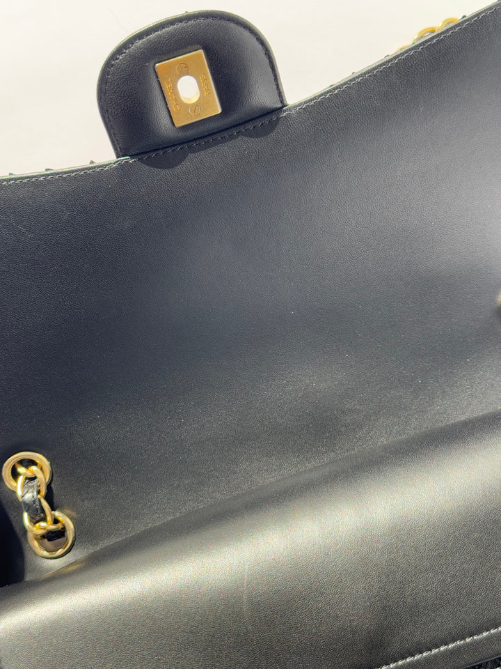 Chanel Jumbo Black Python Double Flap