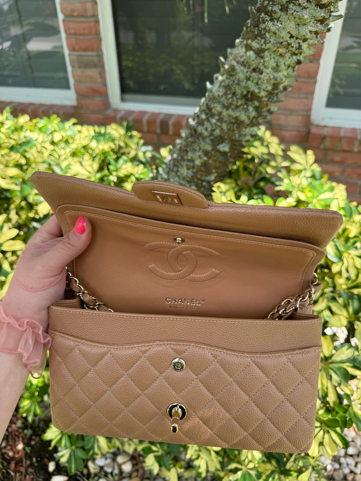 Chanel 18S Dark Beige Medium Caviar Flap Bag