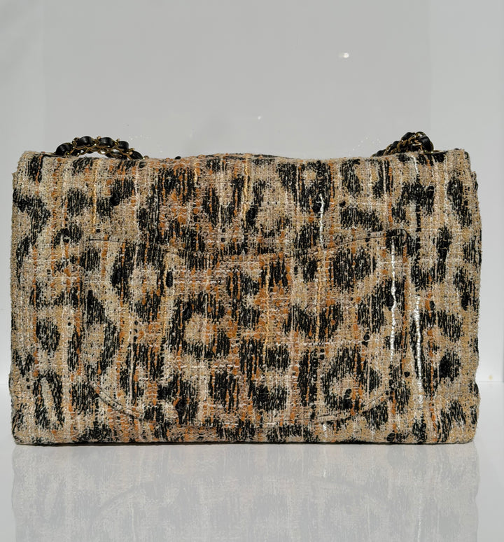 Chanel Maxi Flap Bag Brown Leopard Tweed Mixed Fibers Gold Tone Hardware Métiers D’Art 2026