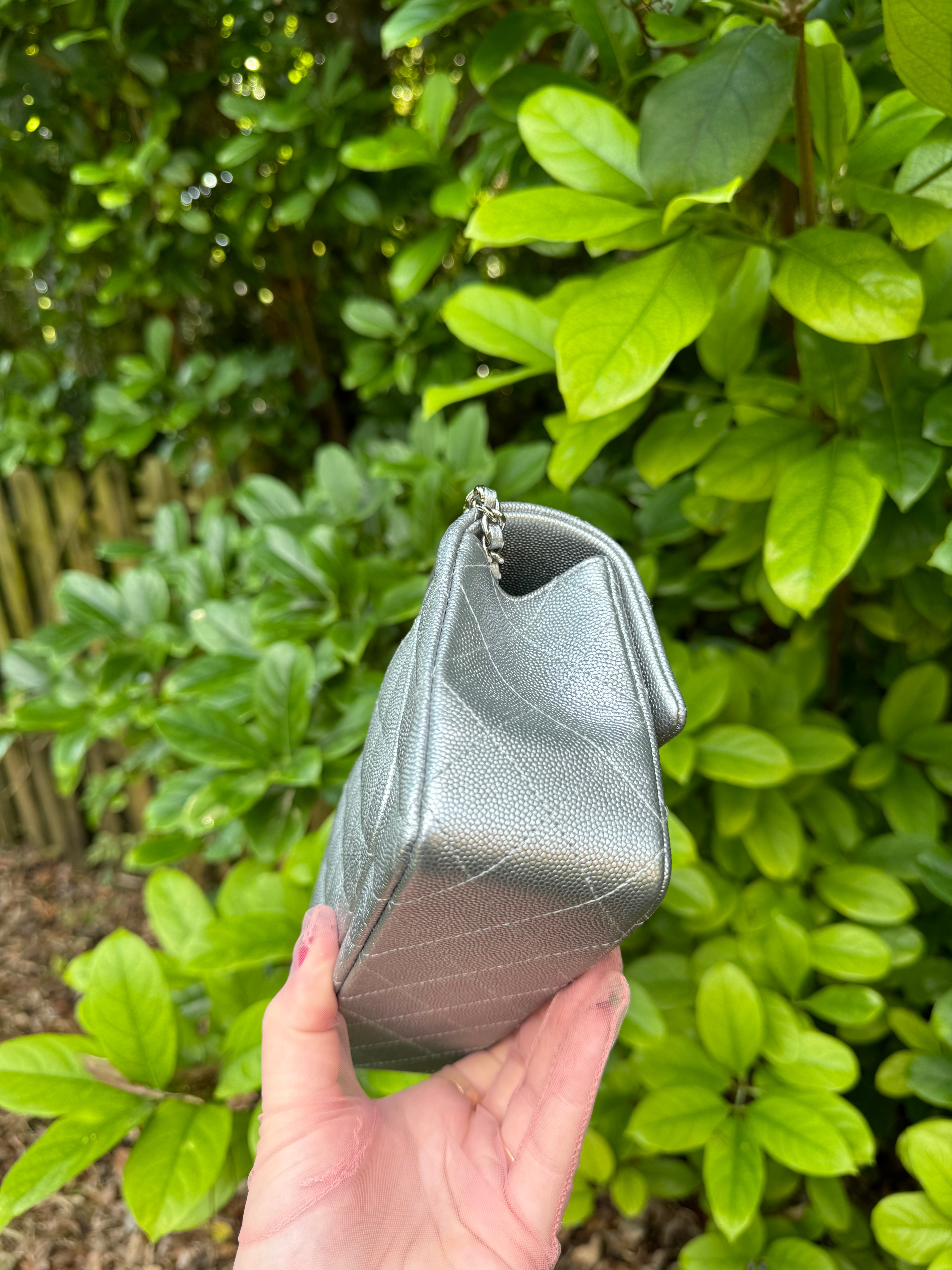 Chanel 21S Mini Metallic Silver Caviar Top Handle – Its A Luv Story