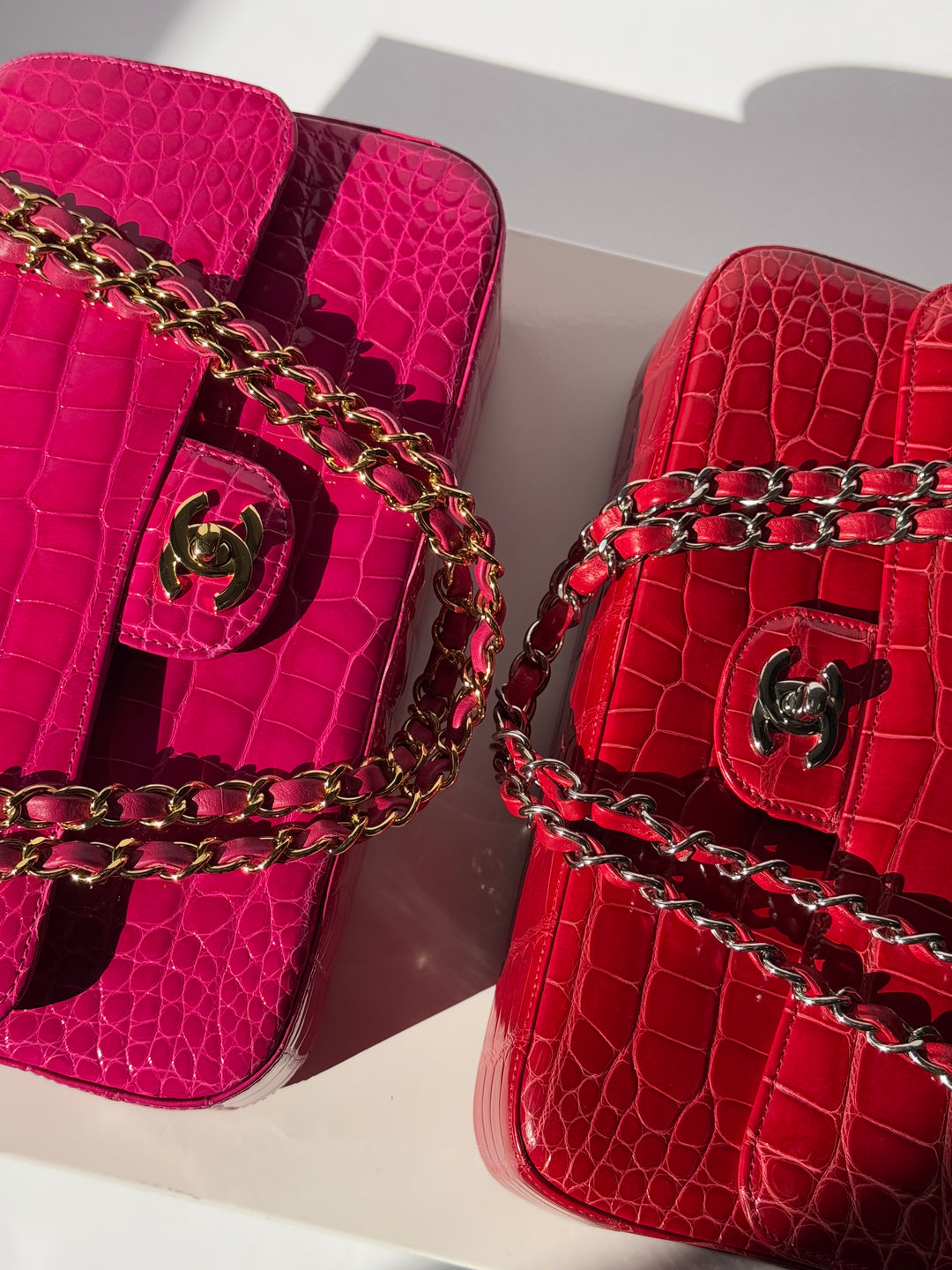 Chanel Red Alligator Medium Classic Flap Bag