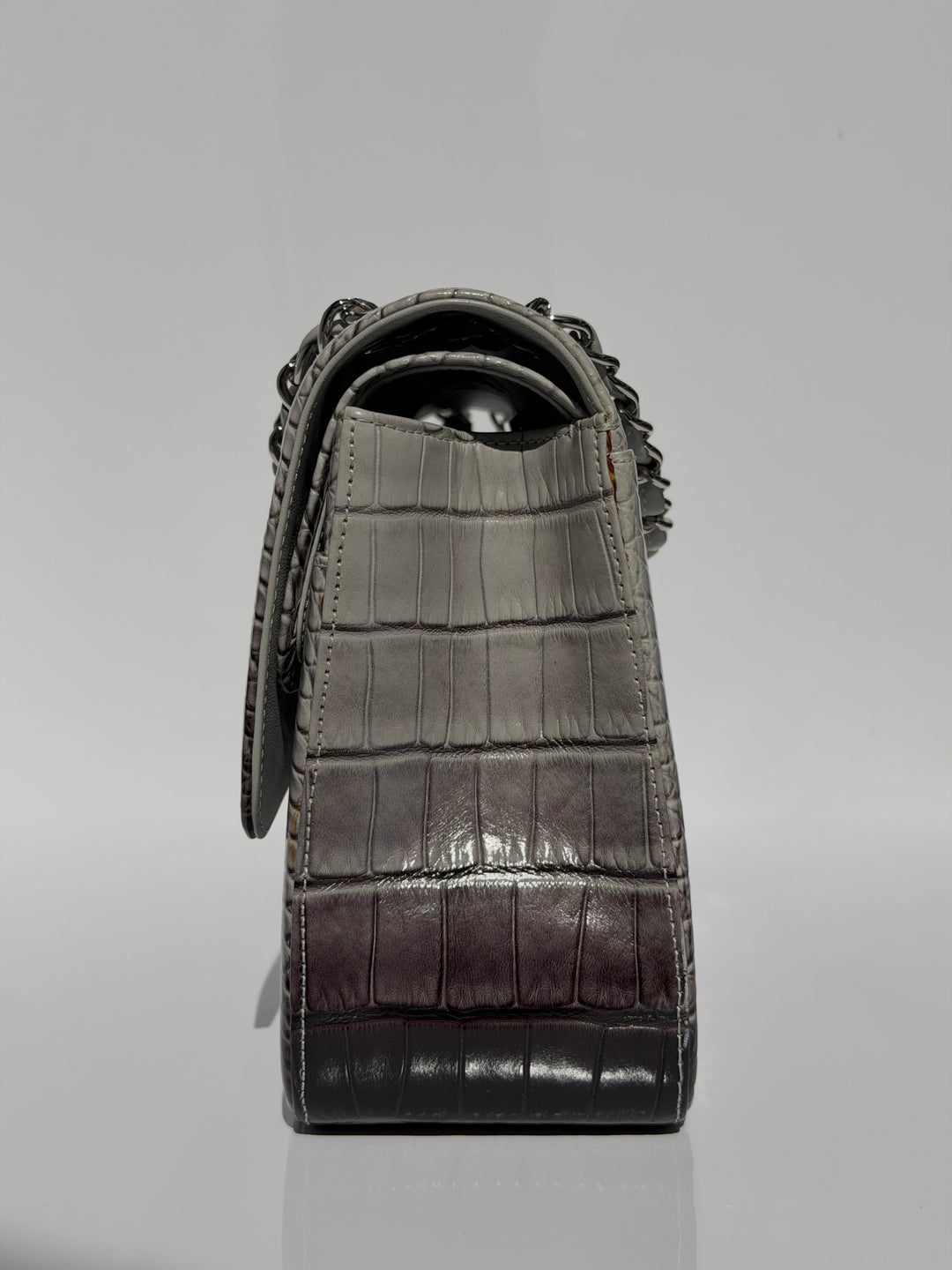 Chanel Jumbo Flap Grey & Black Ombre Alligator Silver Hardware 2015
