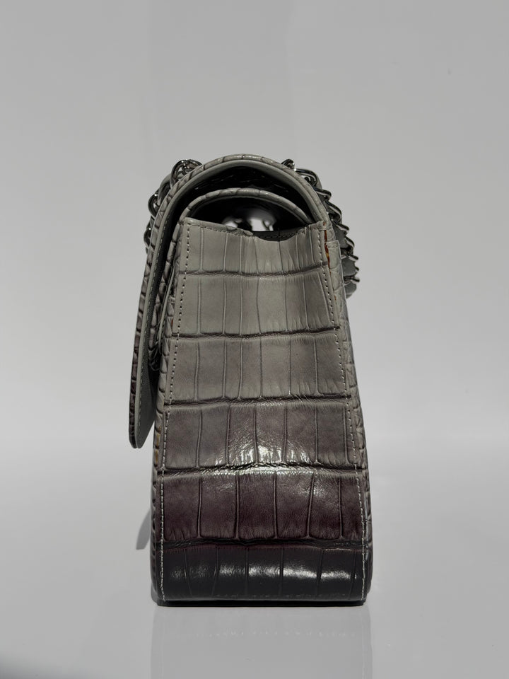 Chanel Jumbo Flap Grey & Black Ombre Alligator Silver Hardware 2015