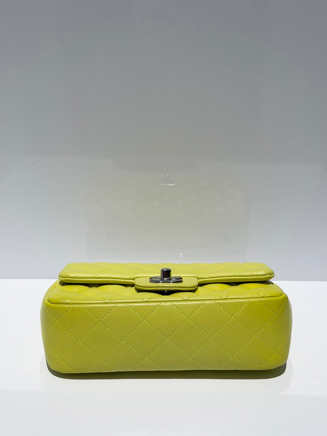 Chanel 21S Mini Classic Flap Lambskin Yellow Silver Hardware