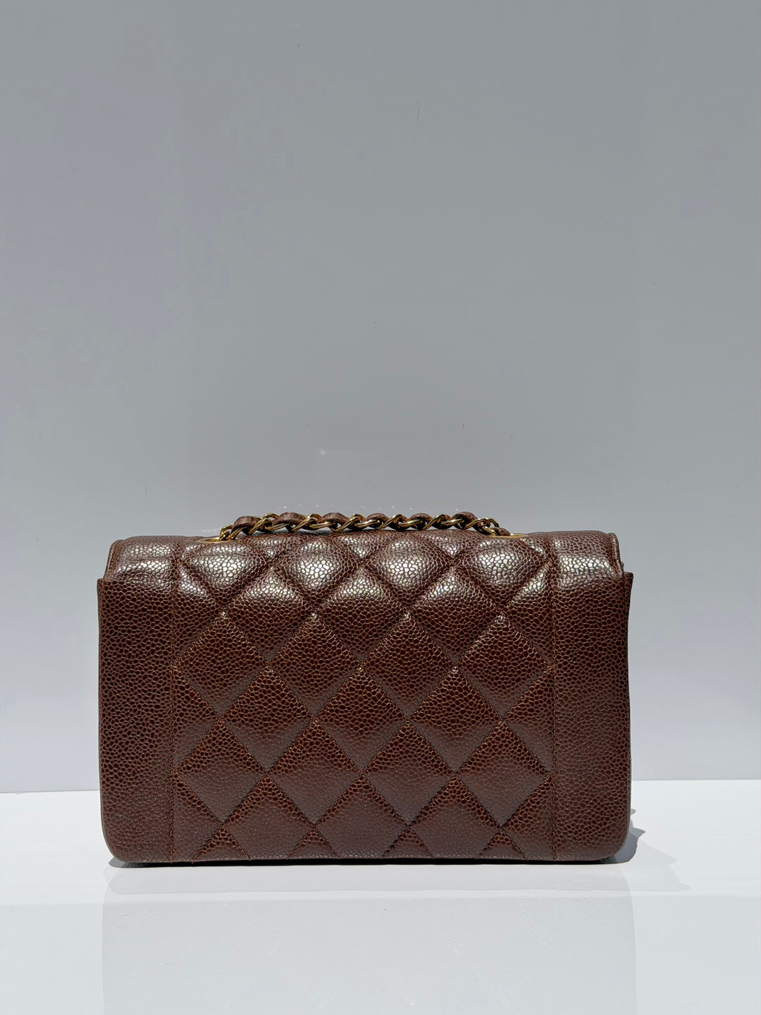Chanel Small Diana Flap Bag Caviar Brown 24K Plated Gold Hardware 1994