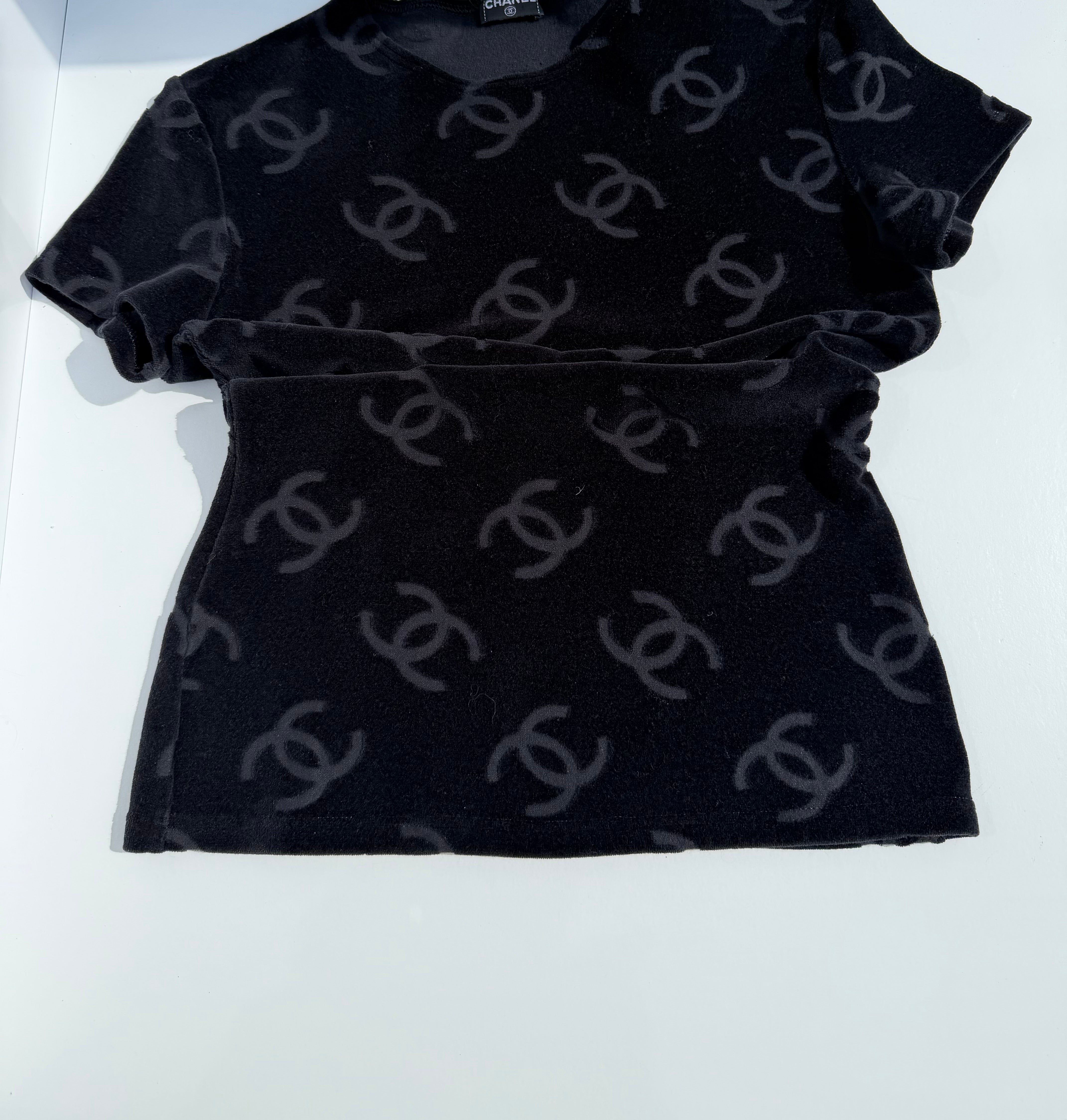 Chanel Spring 1996 Black Velour Top and Bottom Set – Its A Luv Story