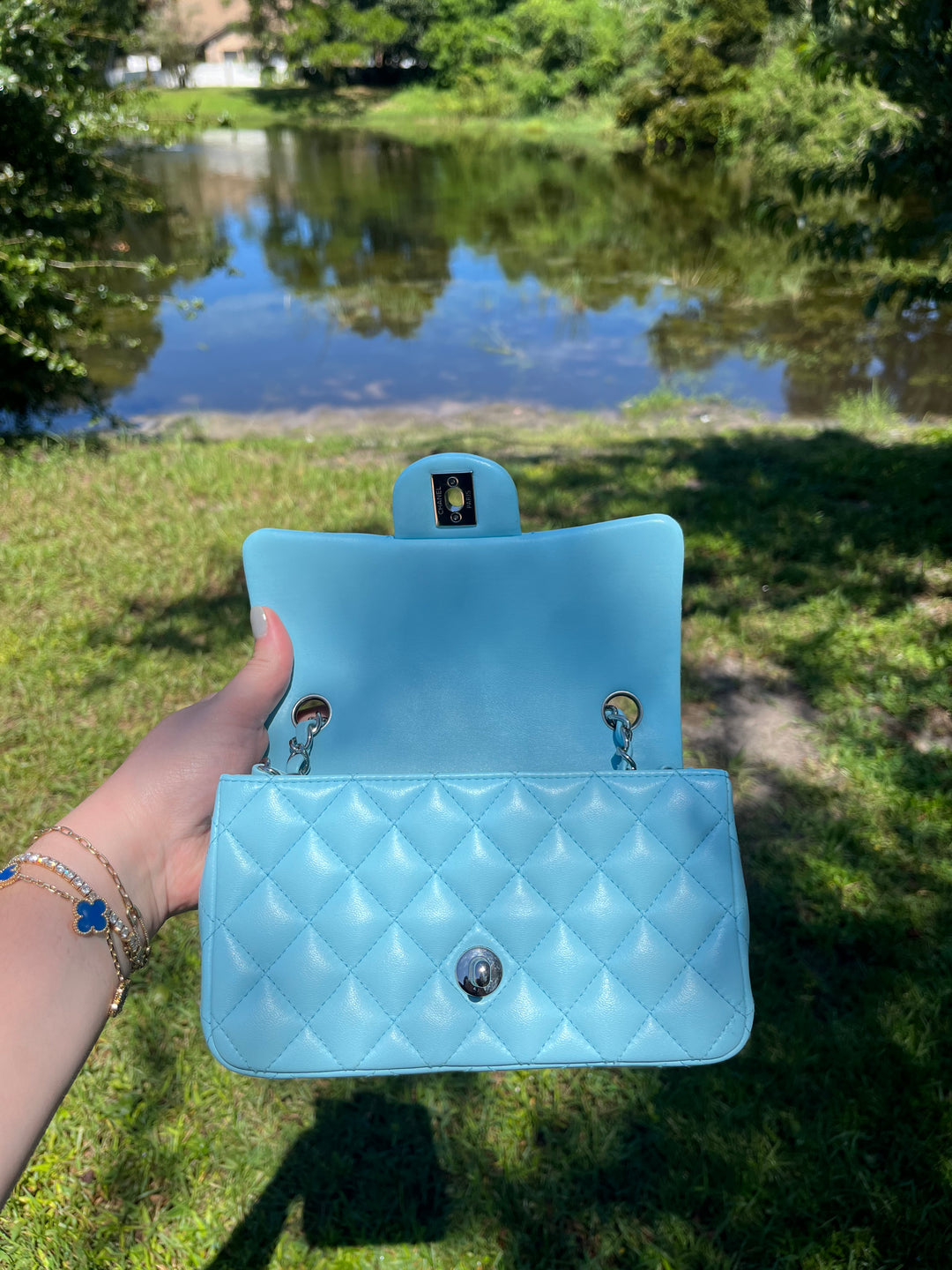 Chanel 21S Blue Neon Mini Flap