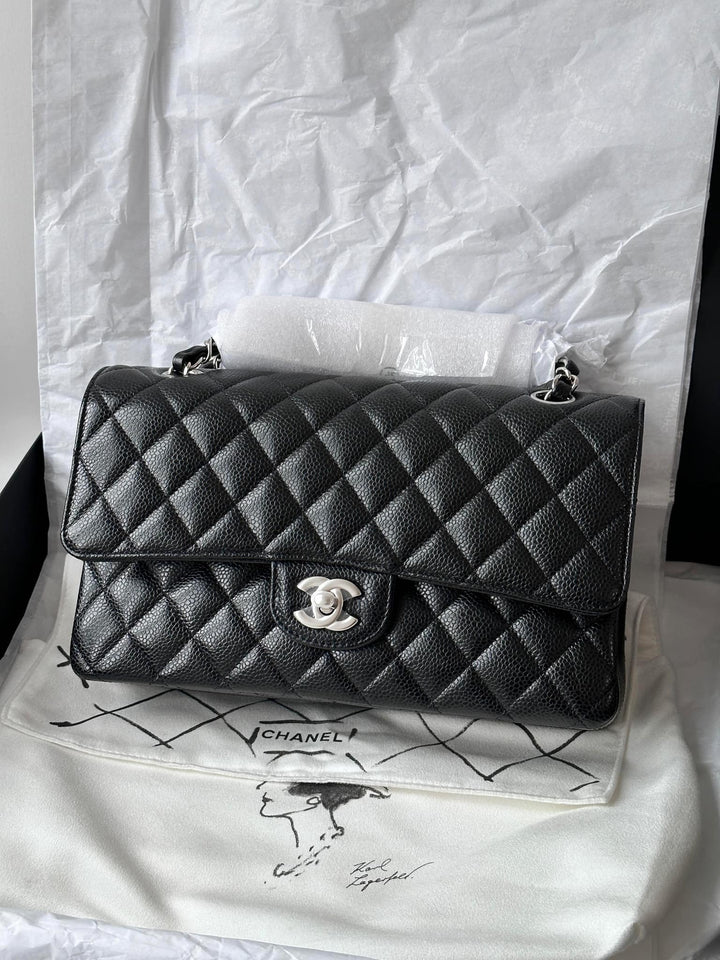 Chanel Black Medium Caviar Double Flap Bag SHW