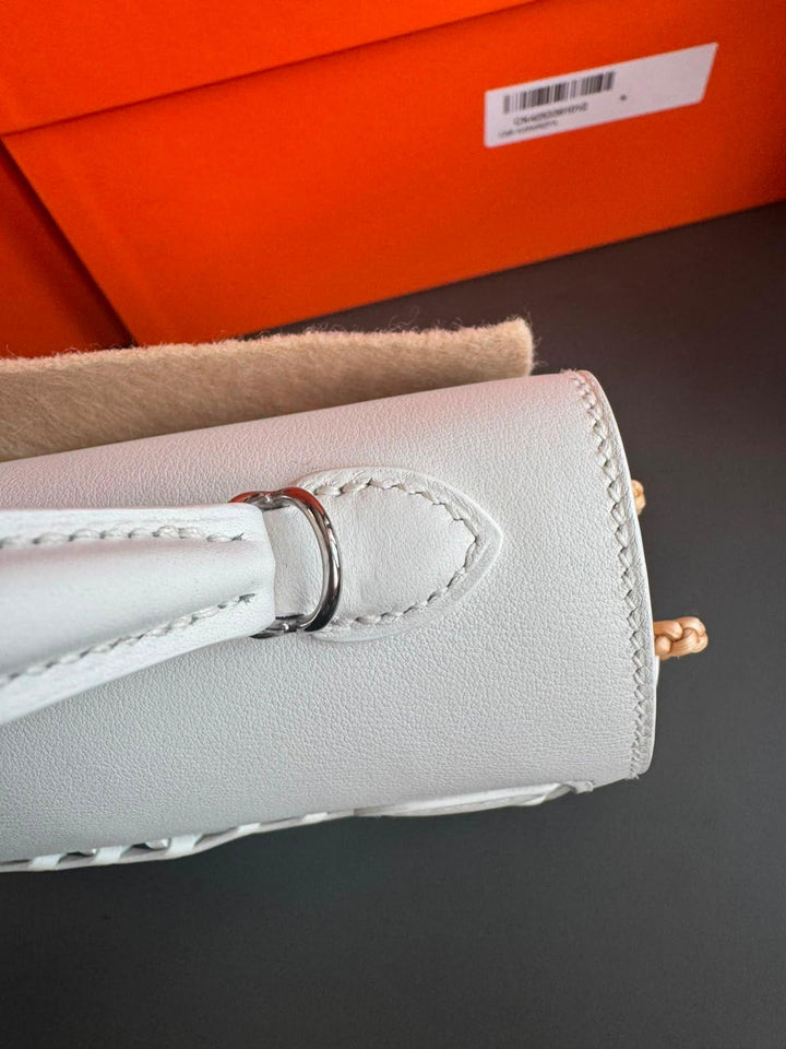 Hermès Mini Kelly Picnic Wicker New White Palladium Hardware 2020
