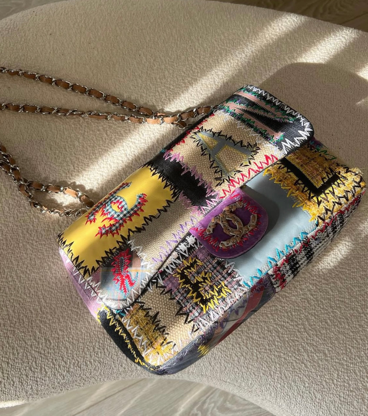 Chanel Jumbo Multicolor Patchwork Flap Bag