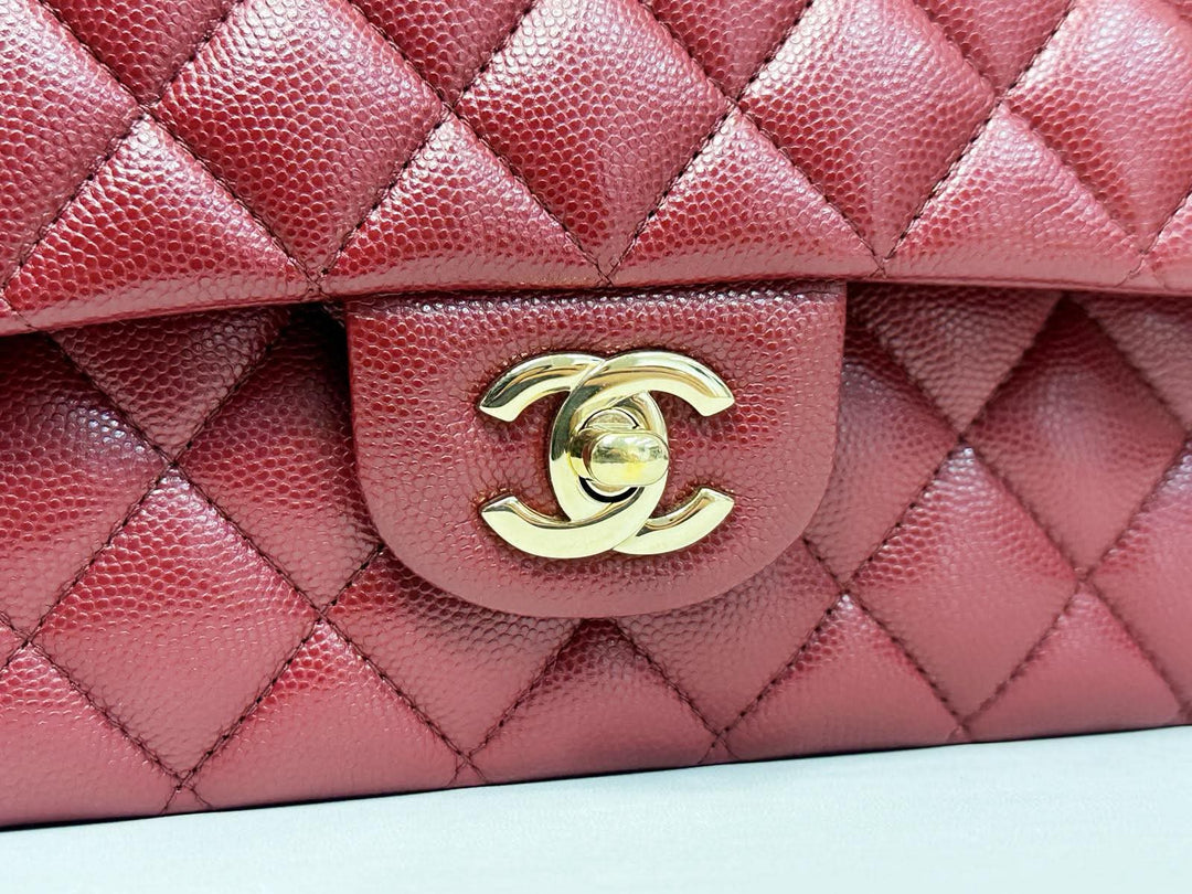 Chanel Classic Medium Double Flap Burgundy Caviar Gold Hardware 2019