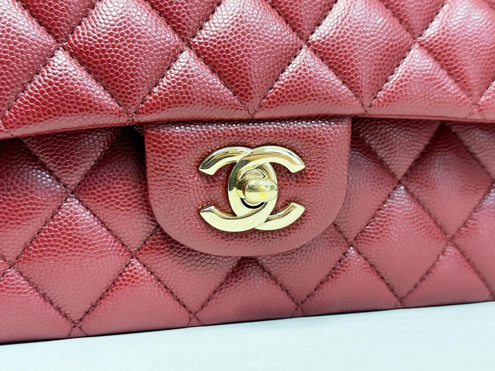 Chanel Classic Medium Double Flap Burgundy Caviar Gold Hardware 2019