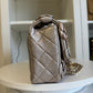 Chanel Metallic Pink and Rose Gold Lambskin Camellia Rose Appliqué Medium Flap Bag