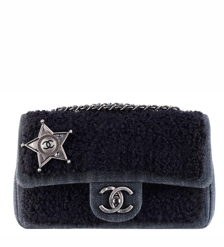 Chanel Paris Dallas Mini Denim & Shearling Flap Bag