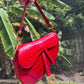 Christian Dior Medium Red Alligator Saddle