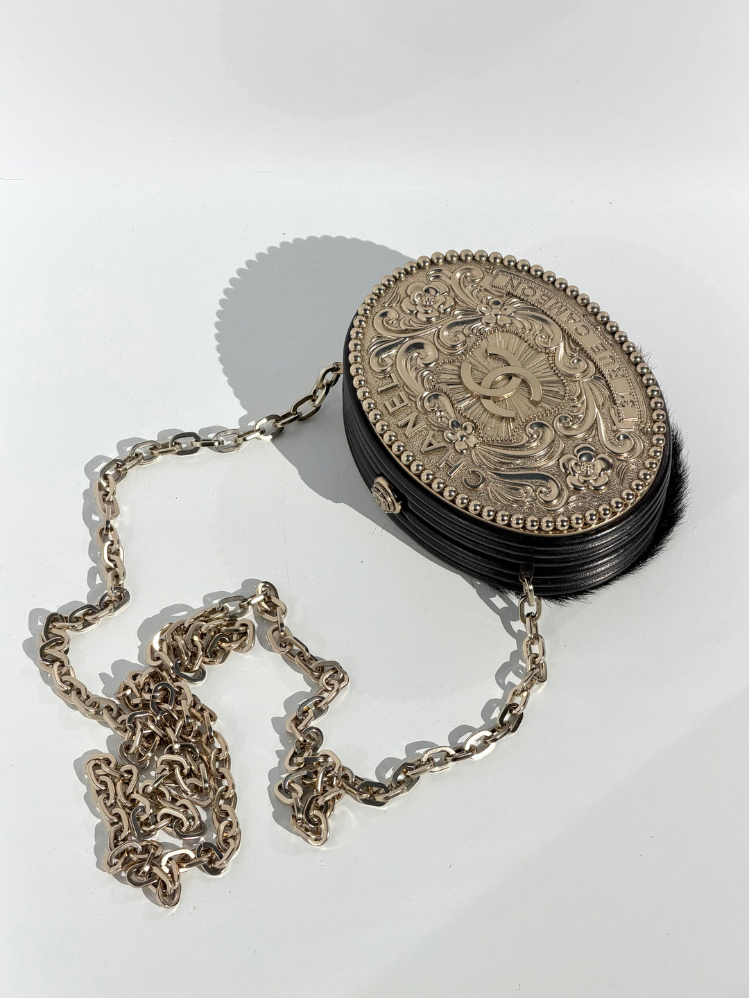 Chanel Paris-Dallas Belt Buckle Minaudière Black Lambskin & Pony Hair Gold & Palladium Hardware 2014