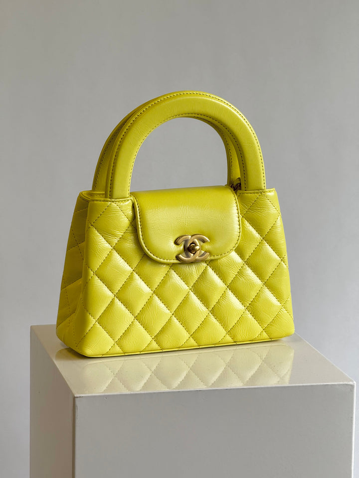 Chanel 2025 Yellow Shiny Calfskin Mini Kelly