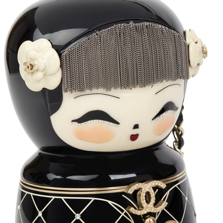 Chanel Black Plexiglass & Enamel Paris-Shanghai China Doll Minaudière