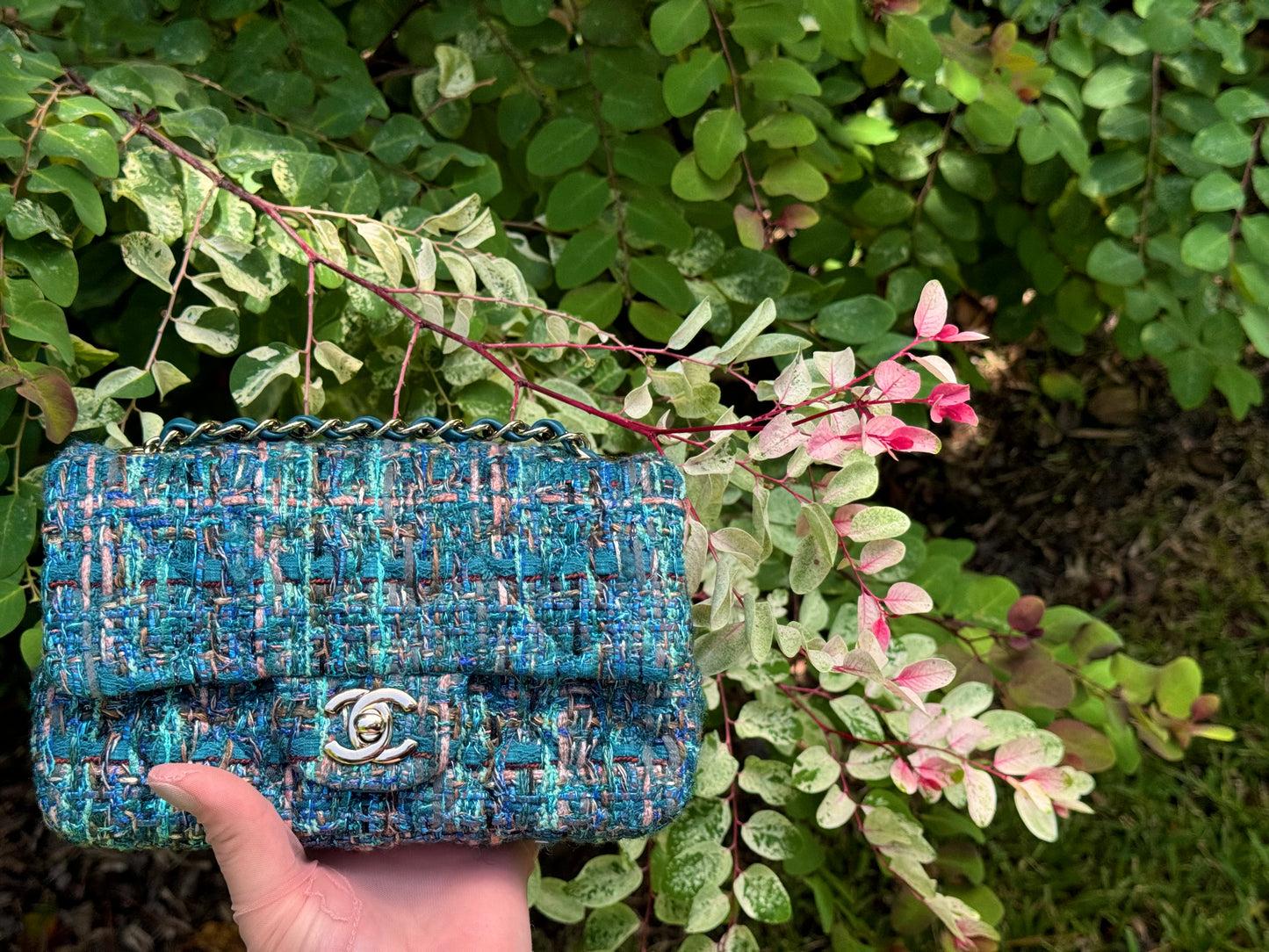 Chanel 19A Blue Egypt Tweed Mini Flap