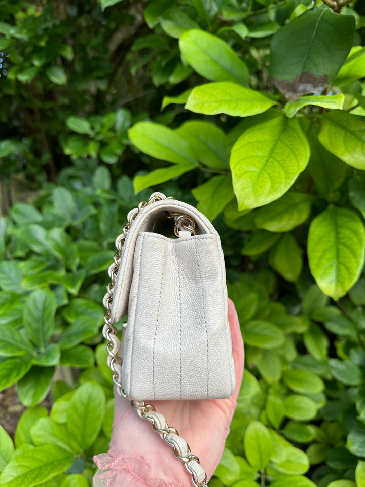 Chanel Cream Chevron Caviar Mini Flap Bag