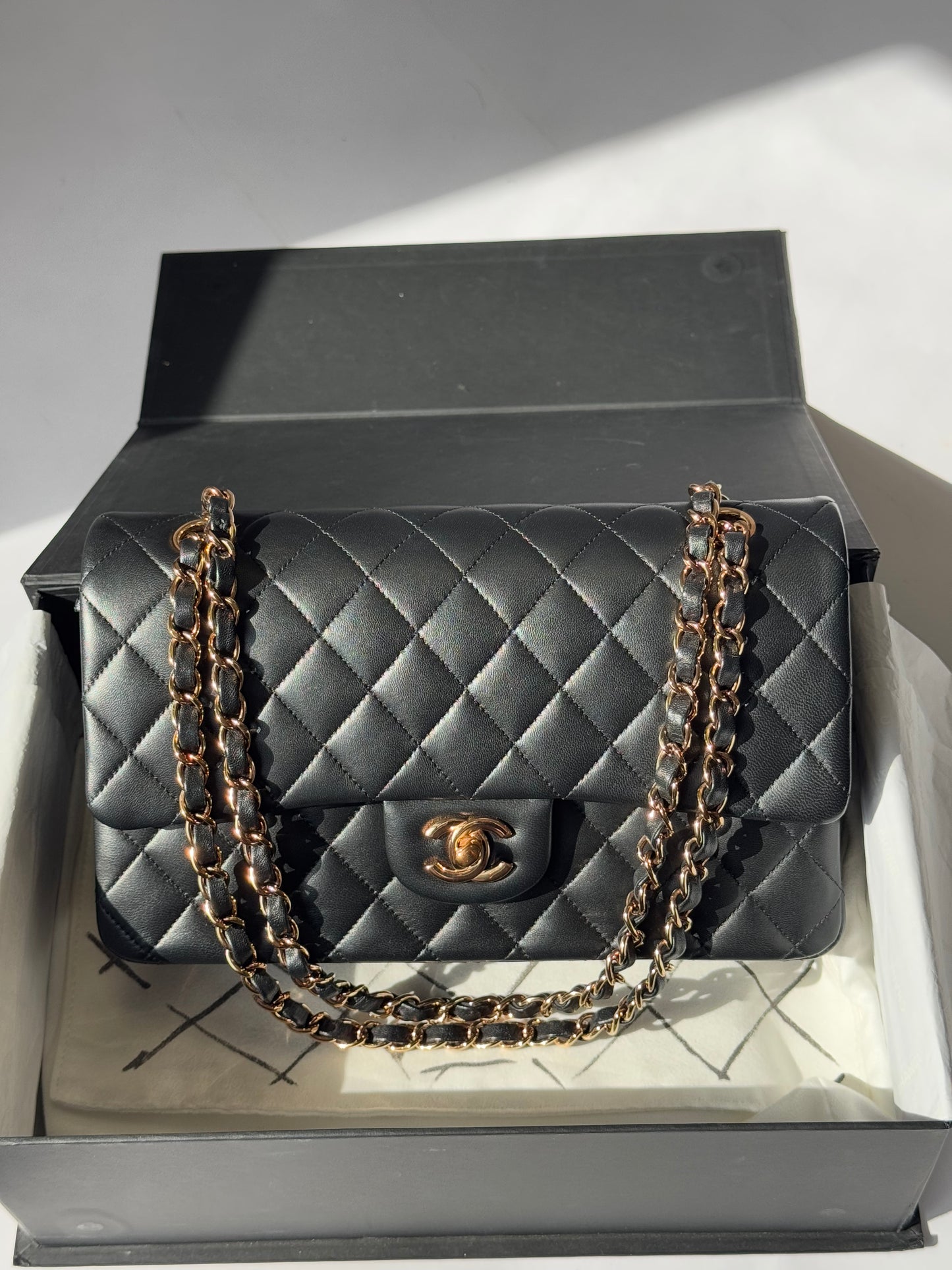 Chanel Black Medium Lambskin Flap Bag + RGHW