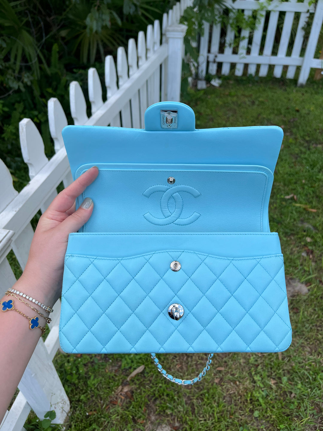 Chanel 21S Blue Neon Lambskin Medium Flap Bag