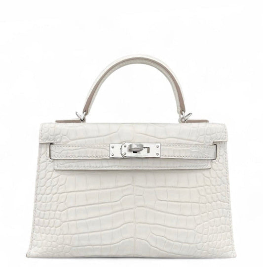 Hermes Mini Sellier Nata Boreal Satin Matte Alligator Kelly 20