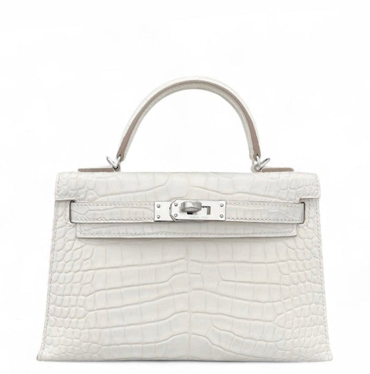 Hermes Mini Sellier Nata Boreal Satin Matte Alligator Kelly 20