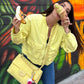 Chanel Yellow Terry Cloth Vintage Maxi Flap Bag