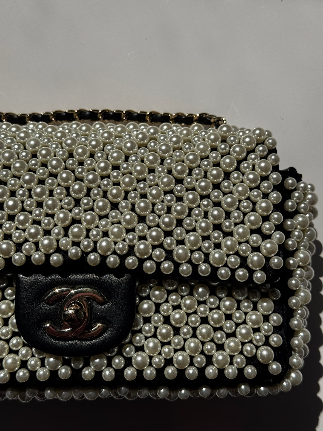 Chanel 19S Pearl Embellished Mini Rectangular Flap Bag