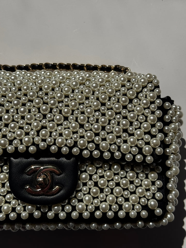 Chanel 19S Pearl Embellished Mini Rectangular Flap Bag