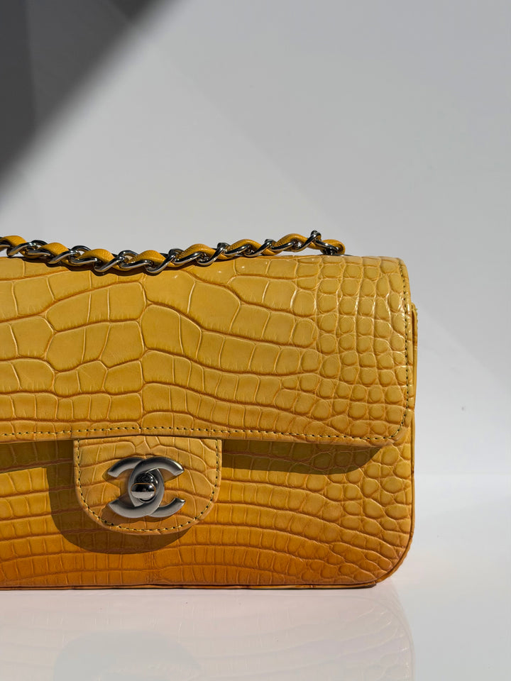 Chanel Mini Flap Orange & Yellow Ombre Alligator Silver Hardware 2014