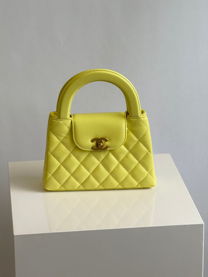 Chanel 2025 Yellow Shiny Calfskin Mini Kelly