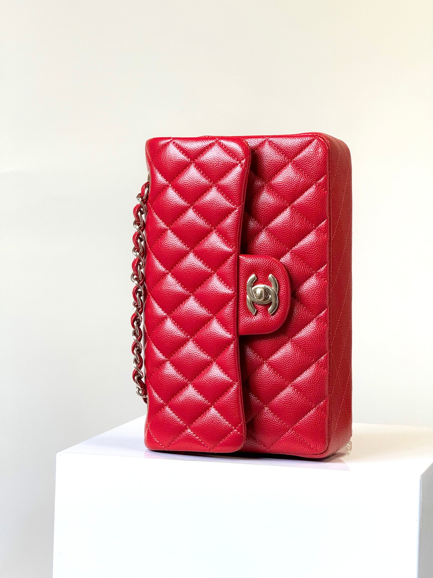 Chanel 19b Small Red Caviar Double Flap Bag