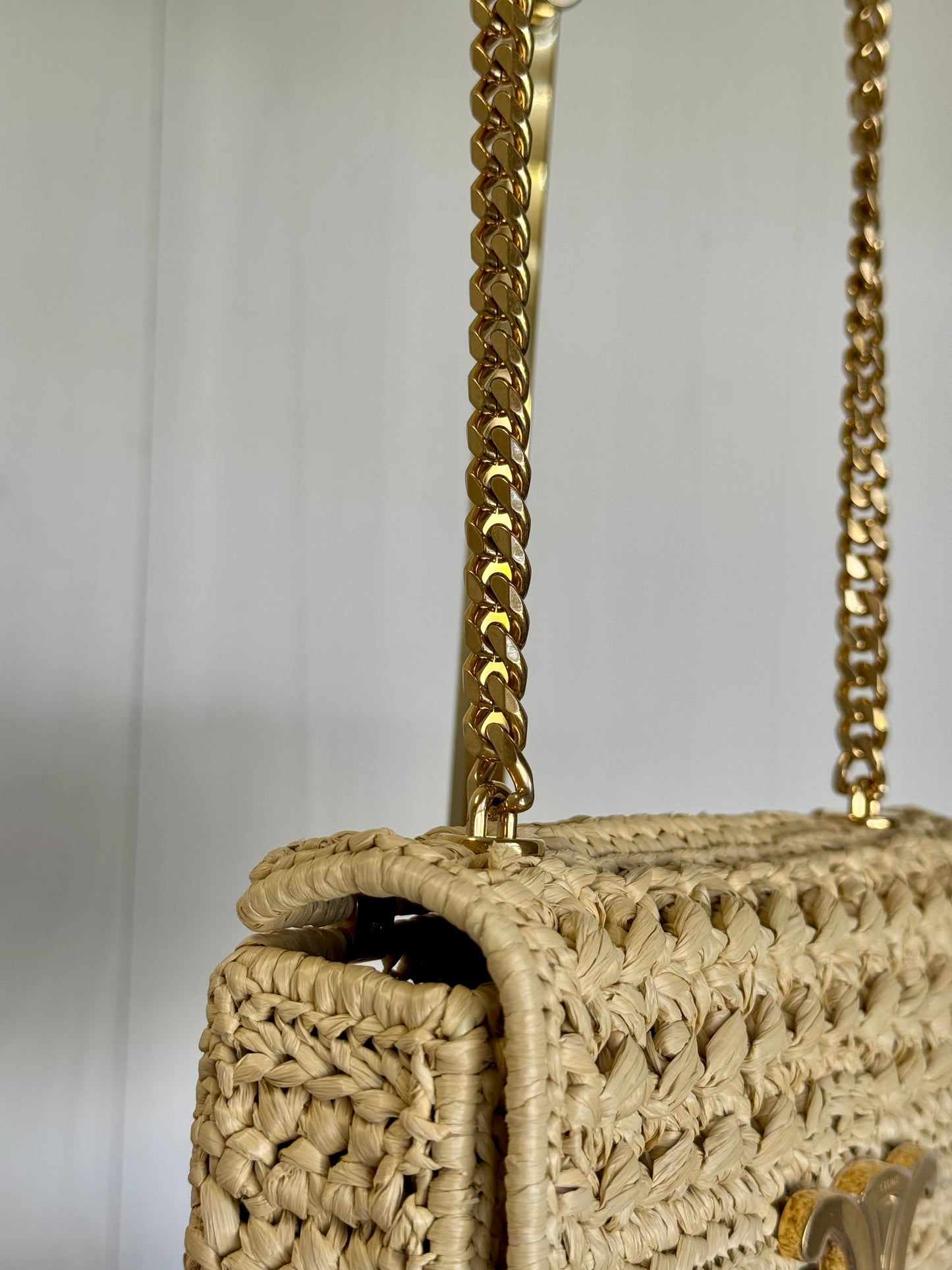 Celine 2023 Raffia Chain Shoulder Bag